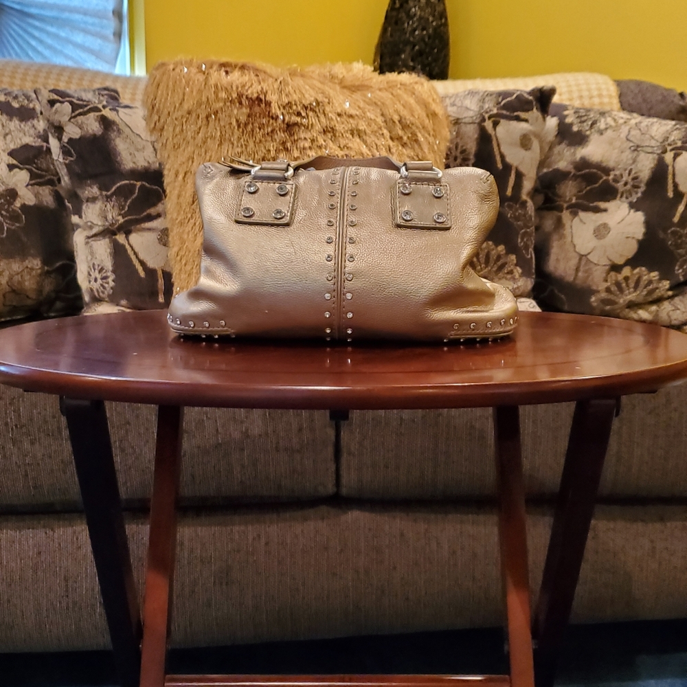 Micheal Kors S Gold studded leather handbag